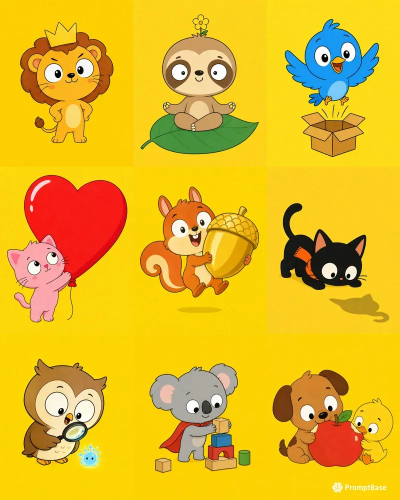 Minimalist Wideeyed Whimsical Critters