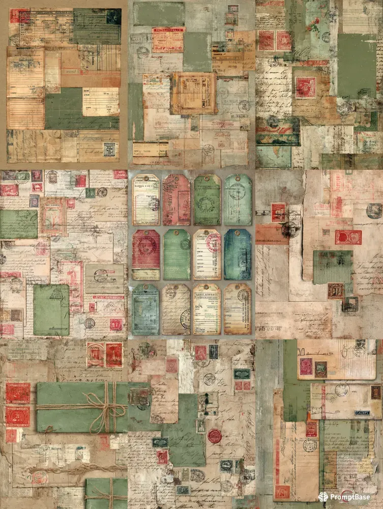 Vintage Shipping Postal Ephemera Sheets
