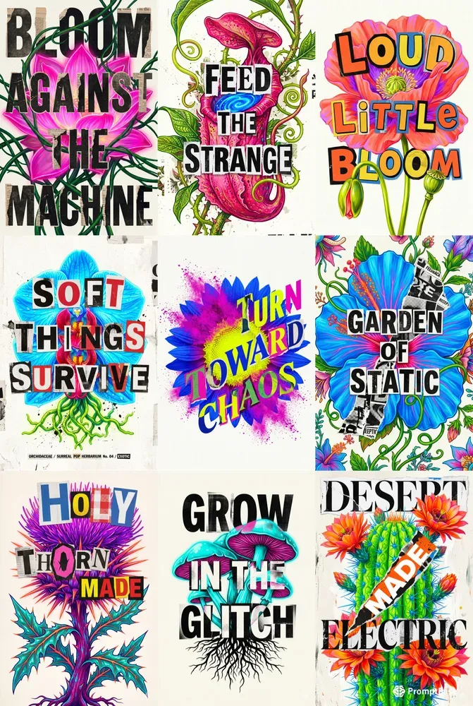 Surreal Pop Botanical Collage Art