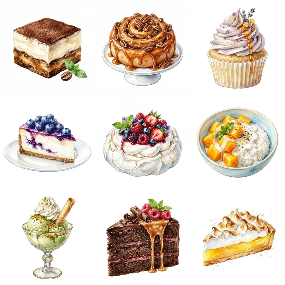 Watercolor Illustration Gourmet Clipart