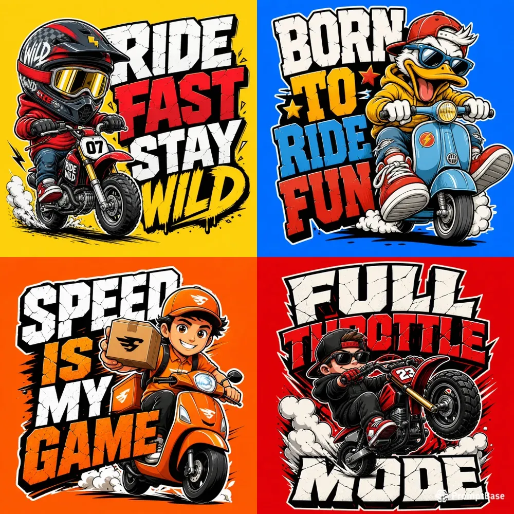 Bold Cartoon Biker Typography Posters
