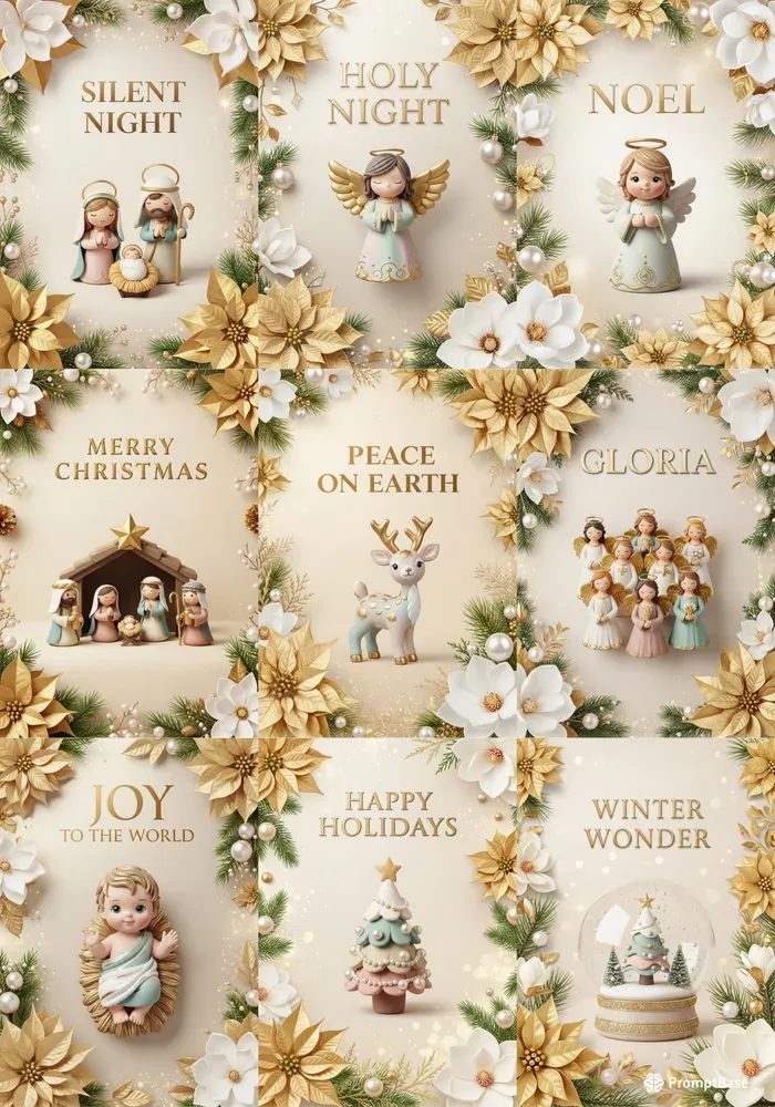 Golden Luxury Christmas Clay Art Posters