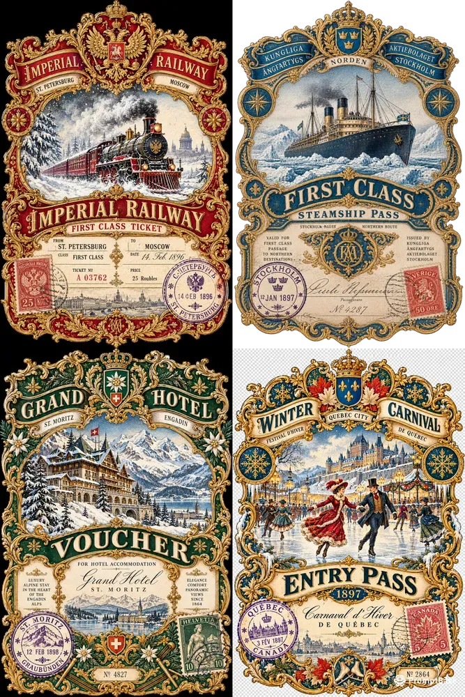 Vintage Winter Travel Ephemera Kits