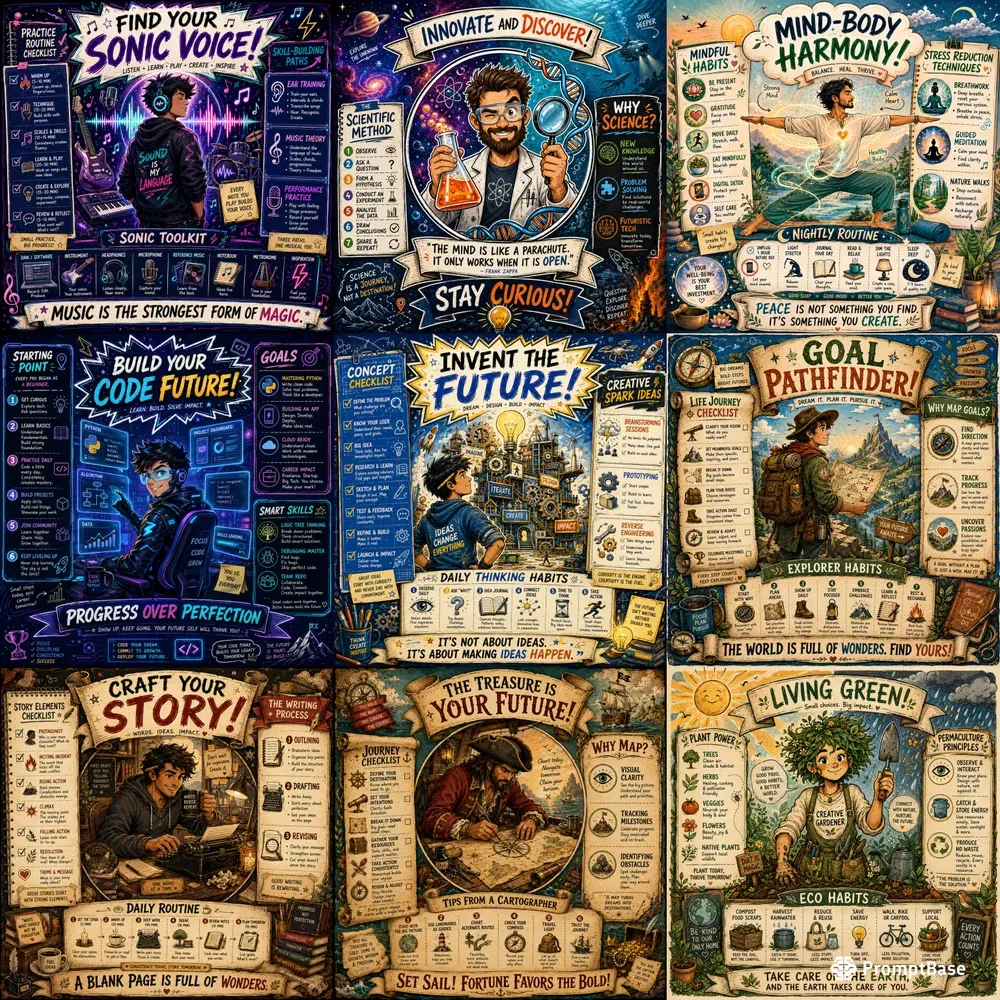 Whimsical Sketchnote Character Posters