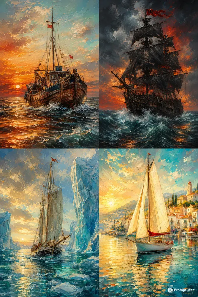 Expressive Nautical Art Scenes