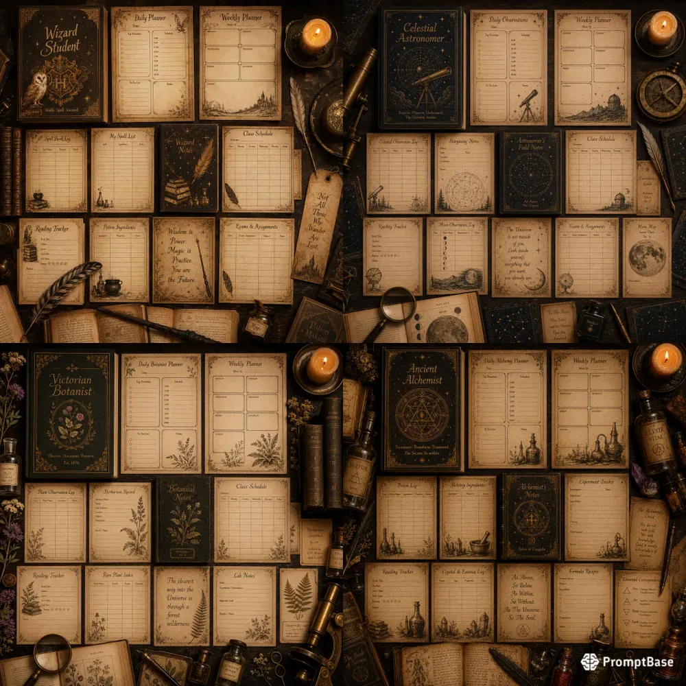 Dark Academia Planner Template Packs