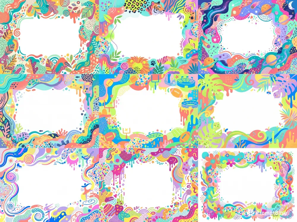 Vibrant Abstract Border Frames