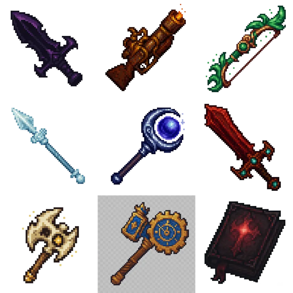 16bit Pixel Art Weapon Packs