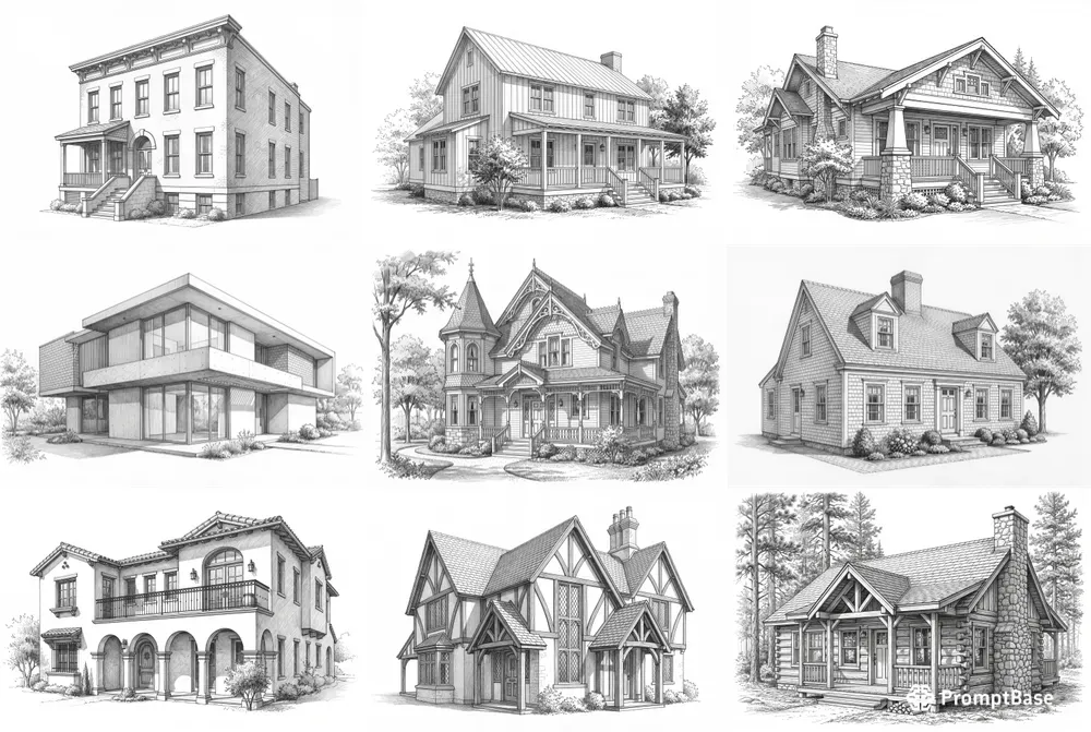 Pencil Sketch House Home Portraits