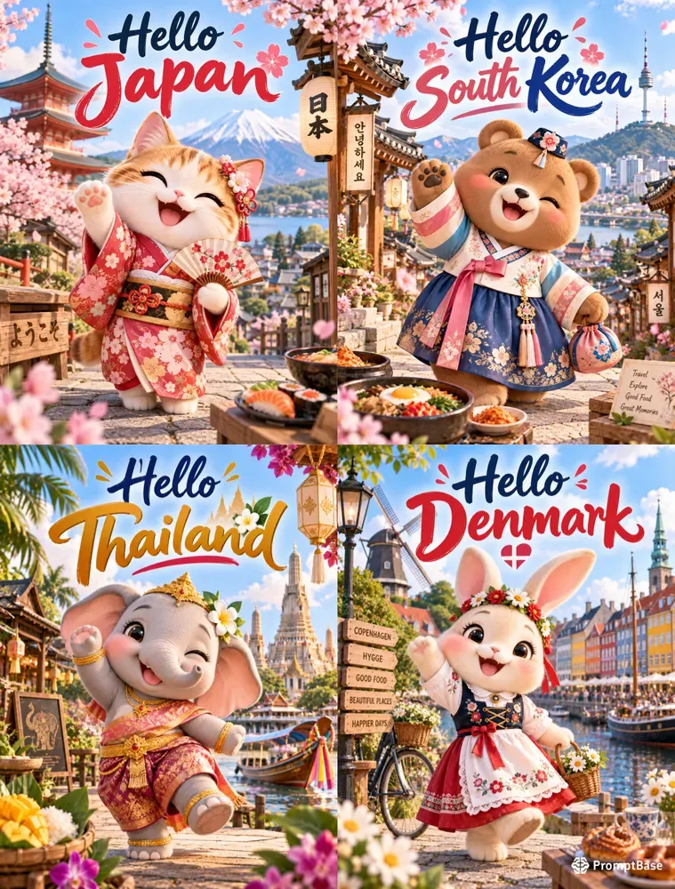 Cute Animal World Travel Posters