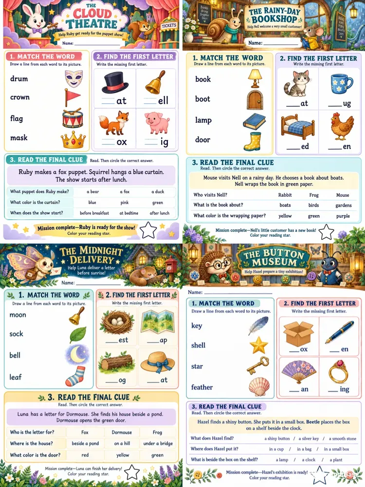 Kids Storybook Literacy Worksheets