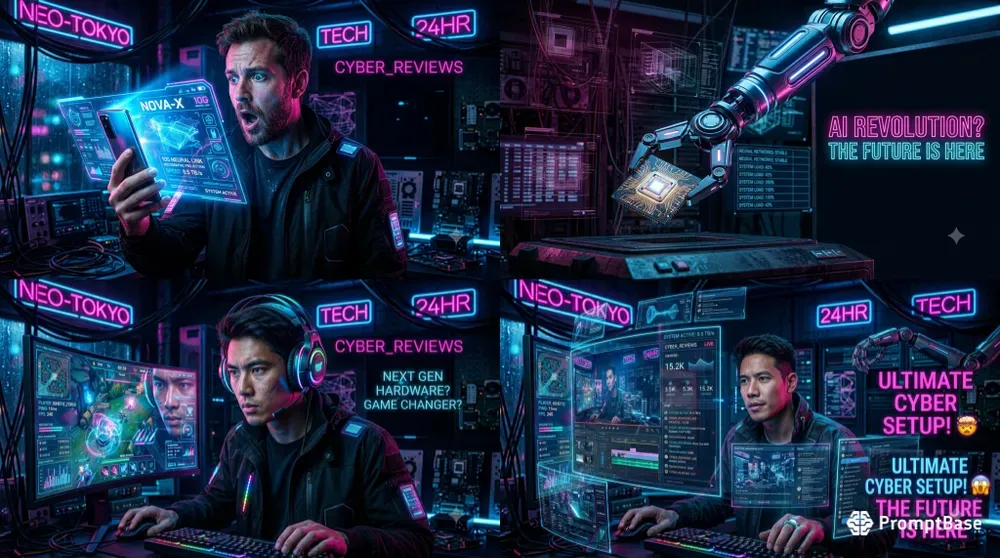 Cyberpunk Tech YouTube Thumbnails