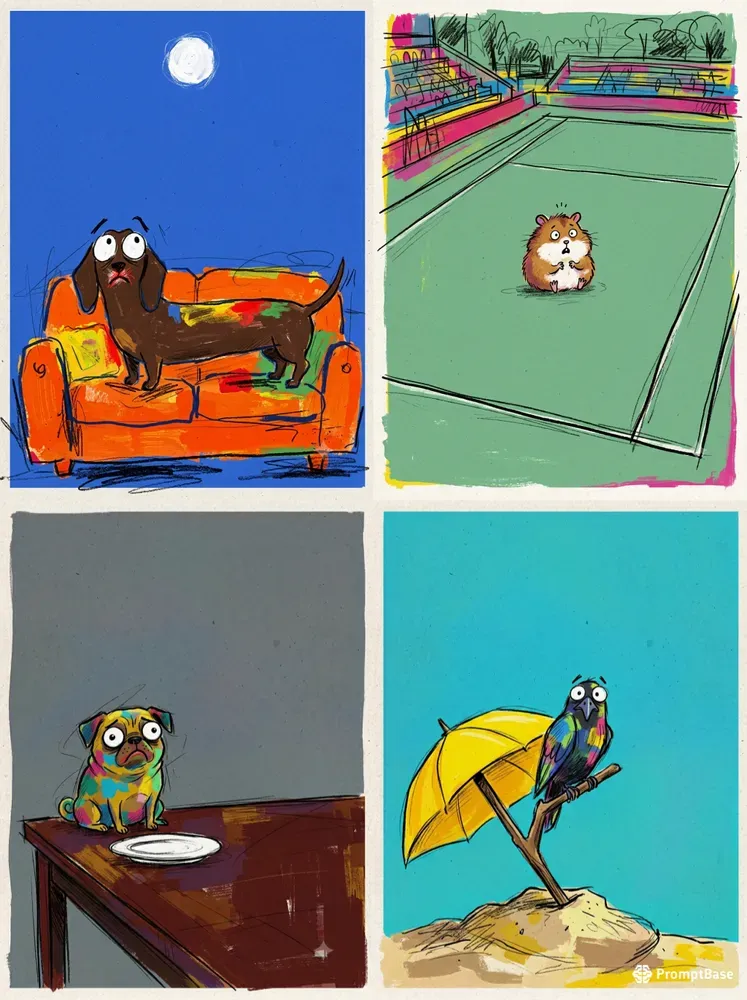 Minimalist Neofauvist Pet Solitude Art