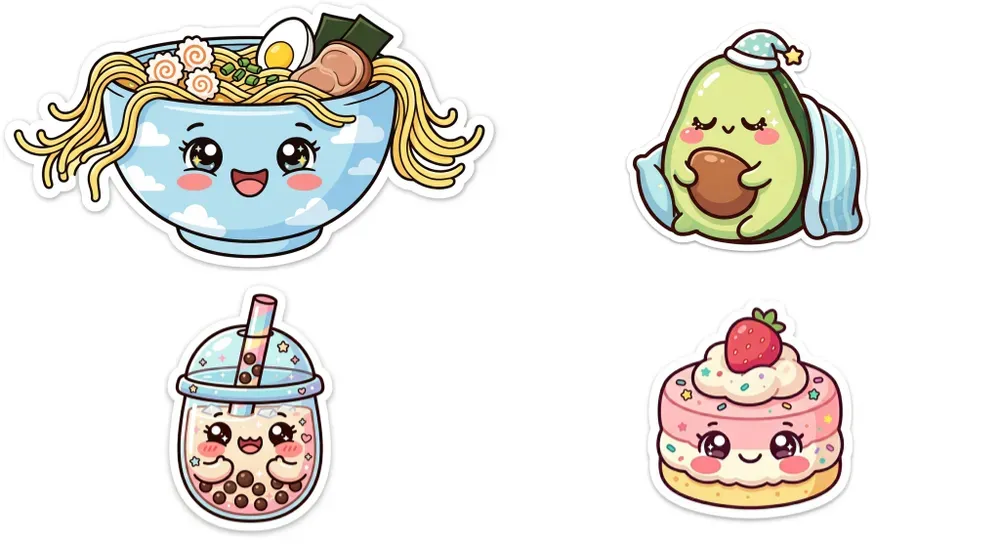 Kawaii Food Sticker Tshirt Designers