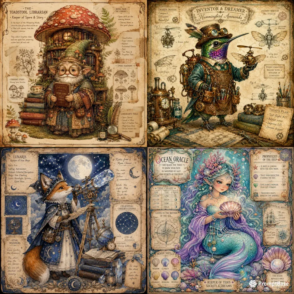 Whimsical Storybook Character Cards