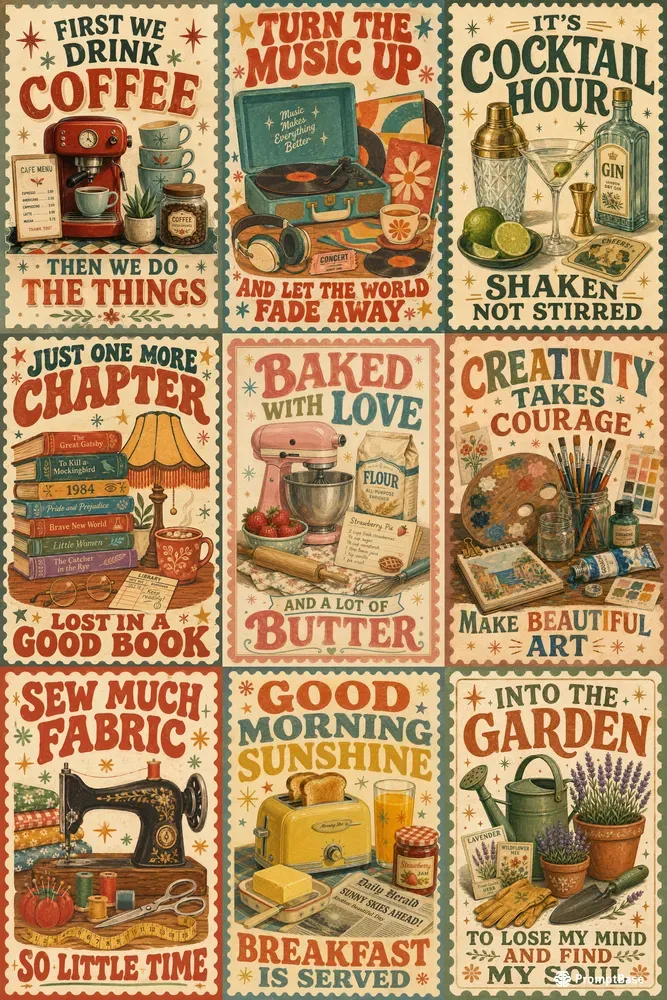 Retro Mid Century Still Life Posters