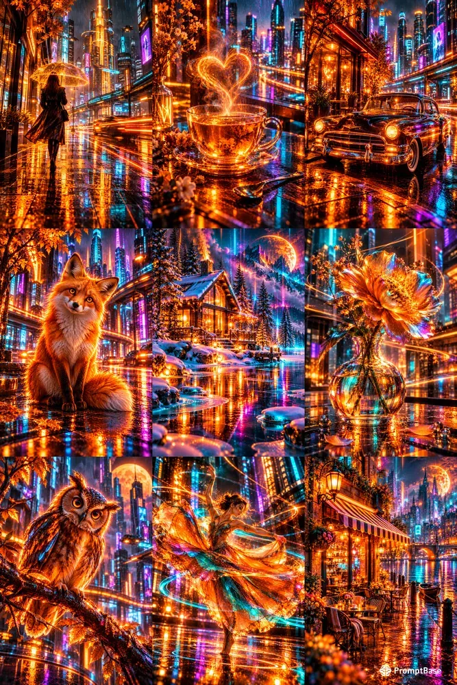 Neon Amber Cyberpunks