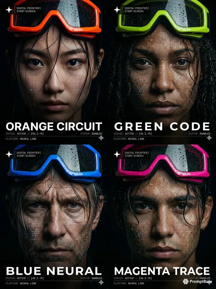 Dark UI Cyberpunk Cover Start Screens