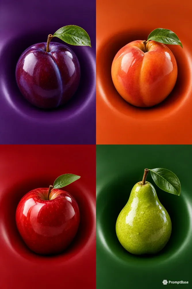 Glossy Monochrome 3D Fruit Portrait Cgis