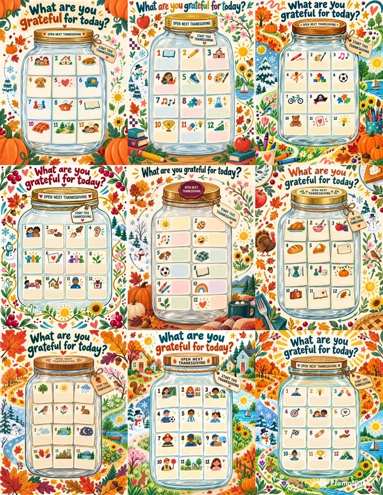 Thanksgiving Gratitude Jar Pages