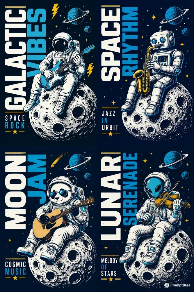 Lunar Music Space Tees