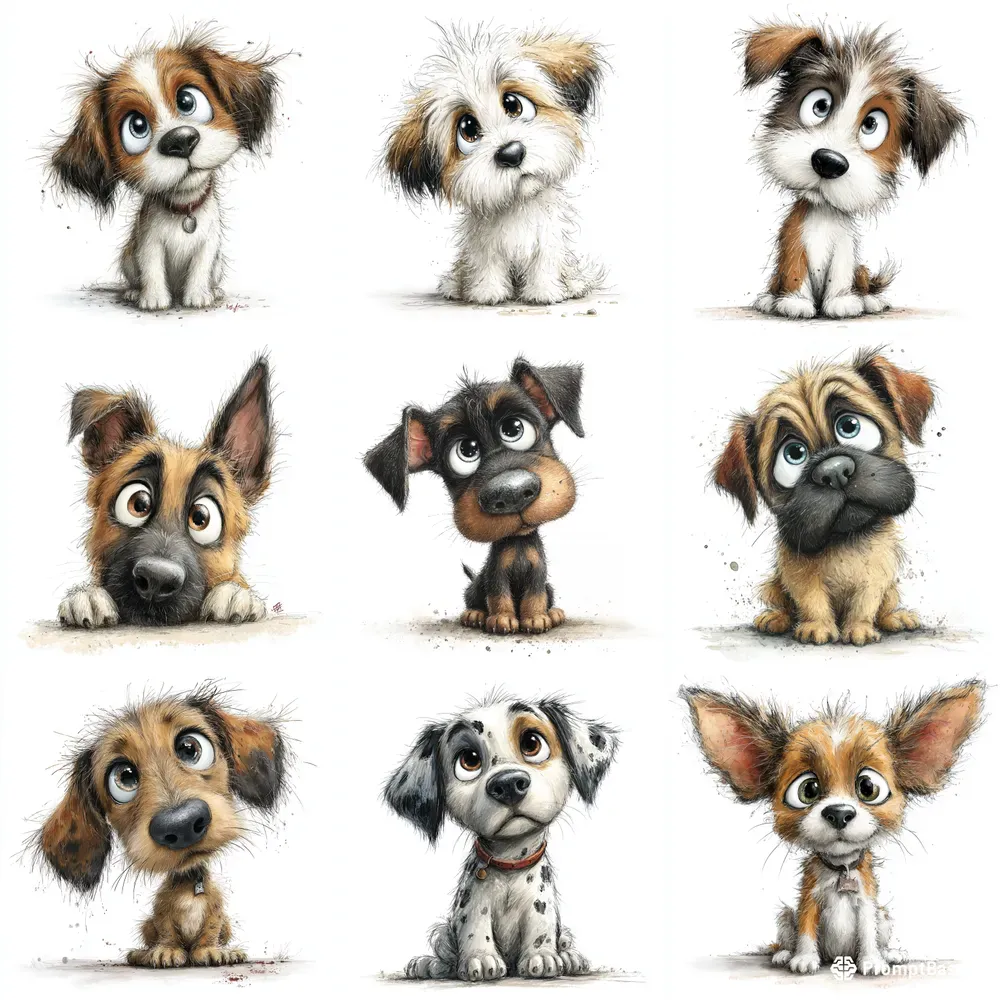 Doodle Dog Cartoon Illustration Cliparts