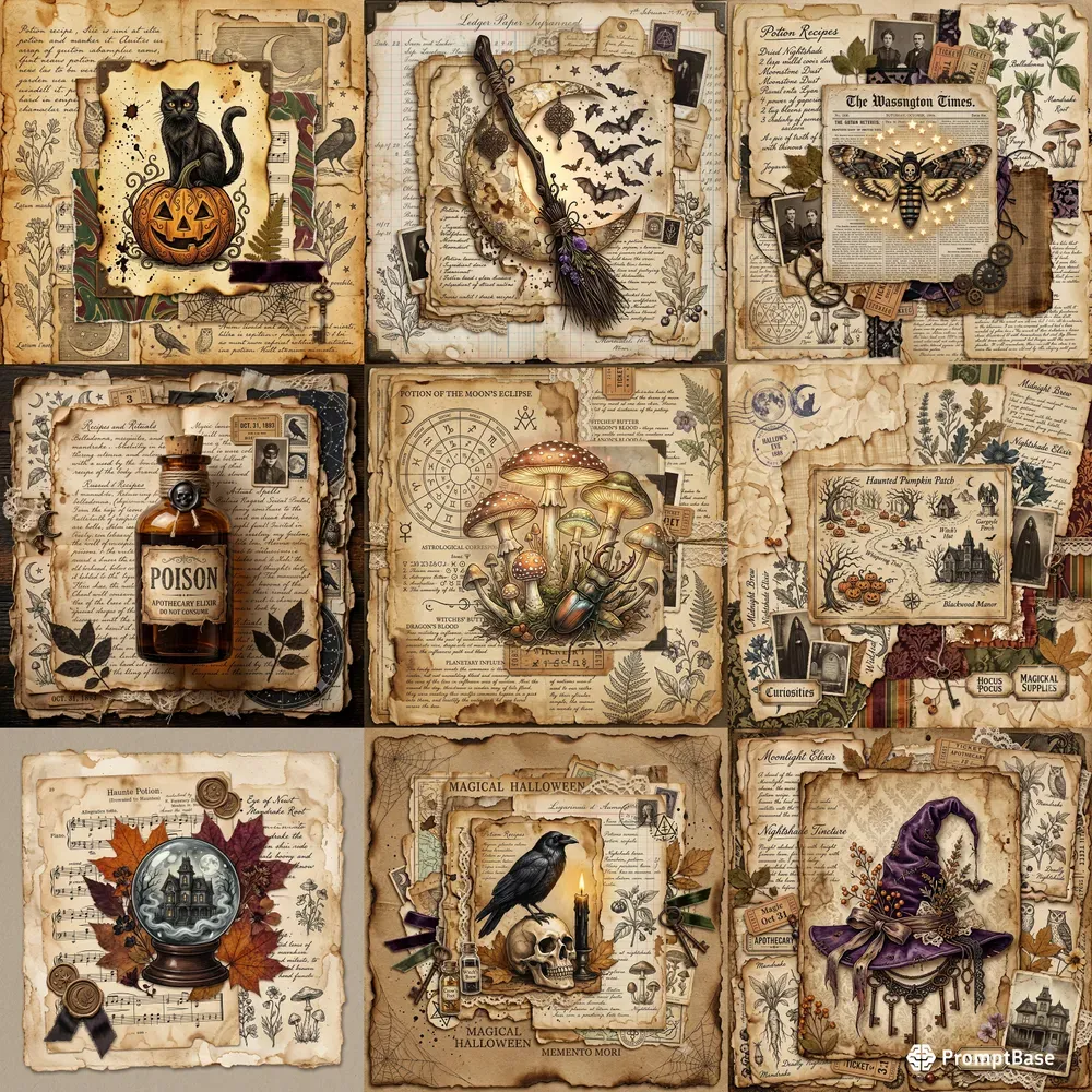 Magical Halloween Junk Journal Ephemera