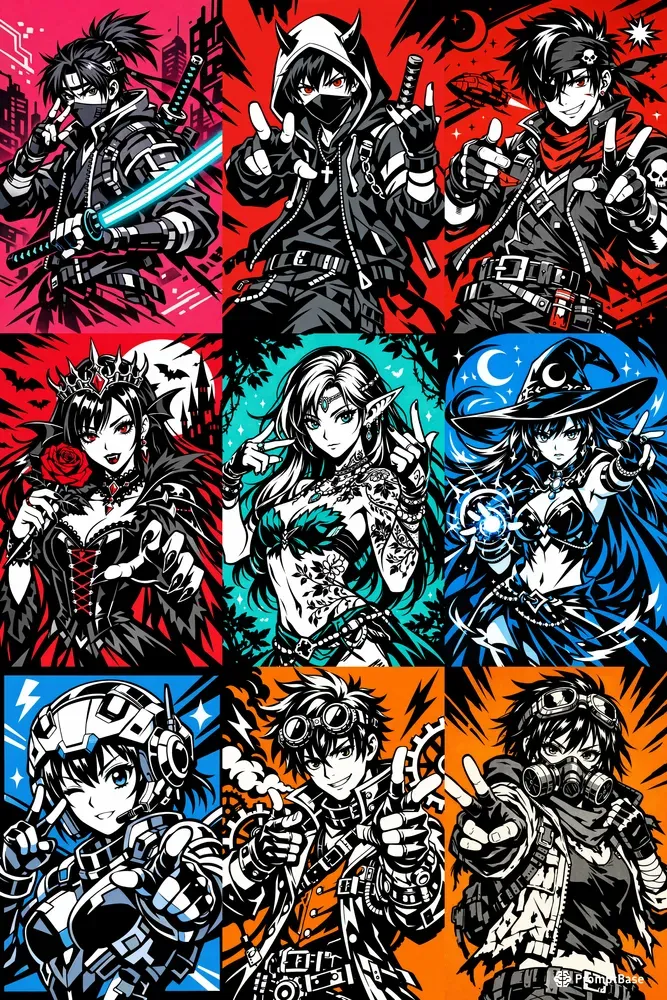Vibrant Popmanga Ink Portraits