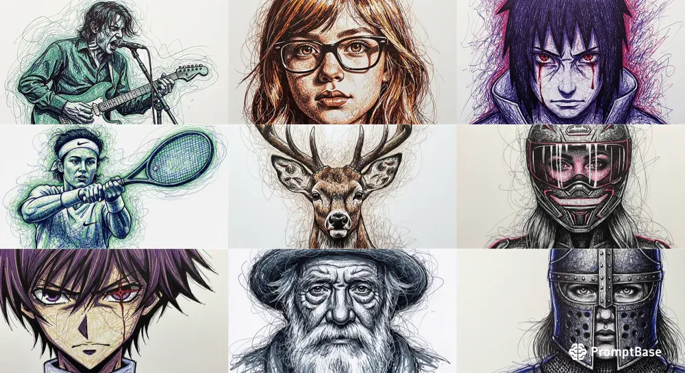 Scribble Art Drawings Using Gel Pens