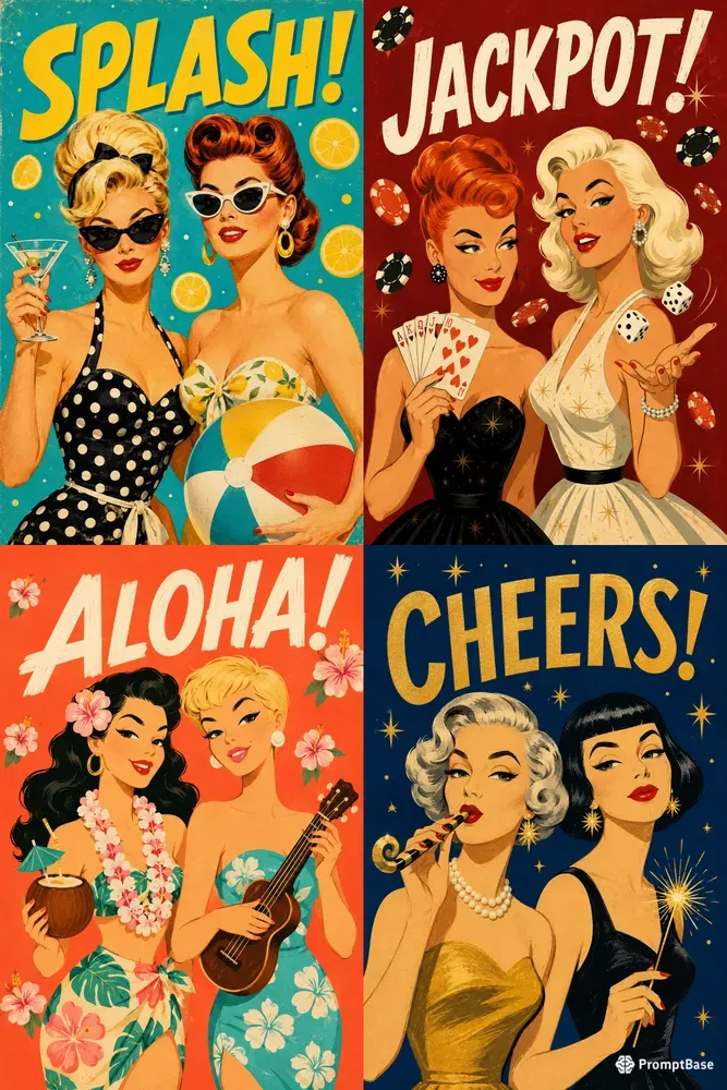 Mid Century Retro Party Illustrations