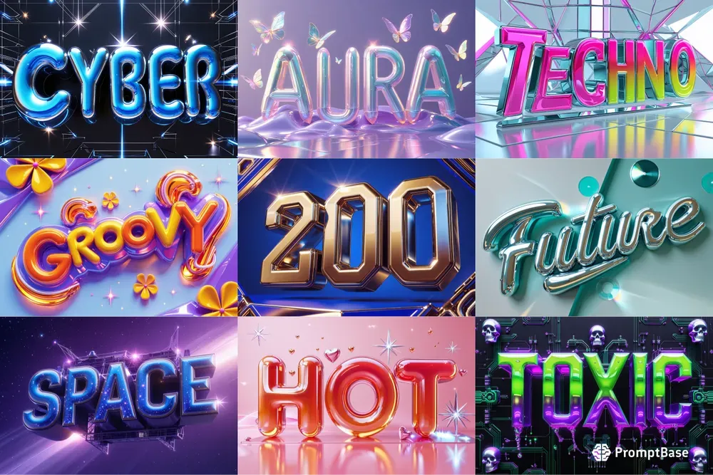 Futuristic 3d Glossy Chrome Typography