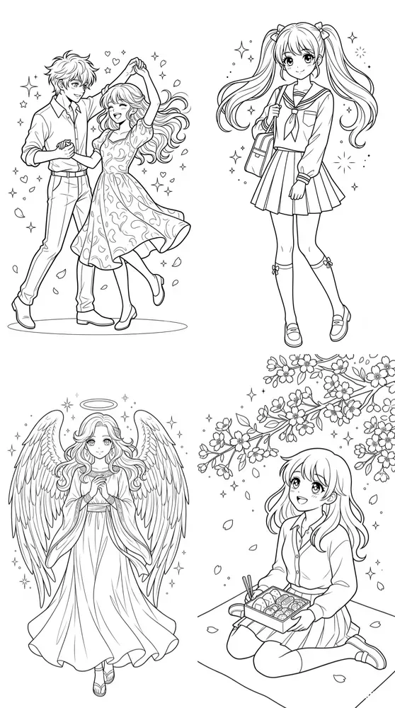 Clean Vector Shojo Coloring Pages