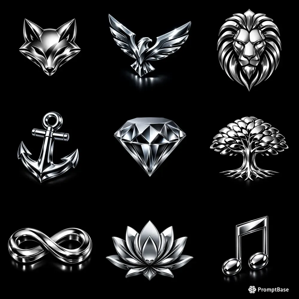 Silver Chrome Metallic Icon Logos
