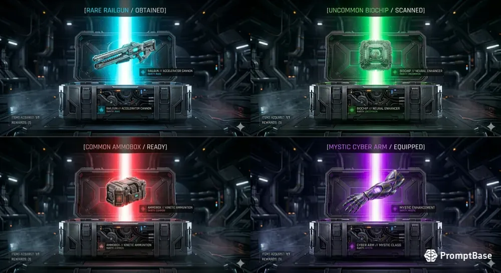Minimal Cyberpunk Scifi Loot Box Huds