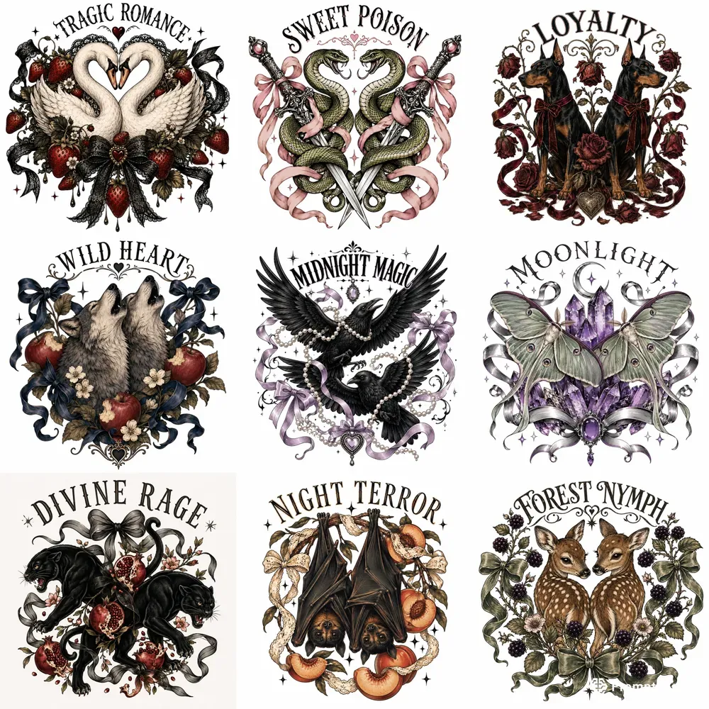 Dark Coquette Tattoo Flash Art
