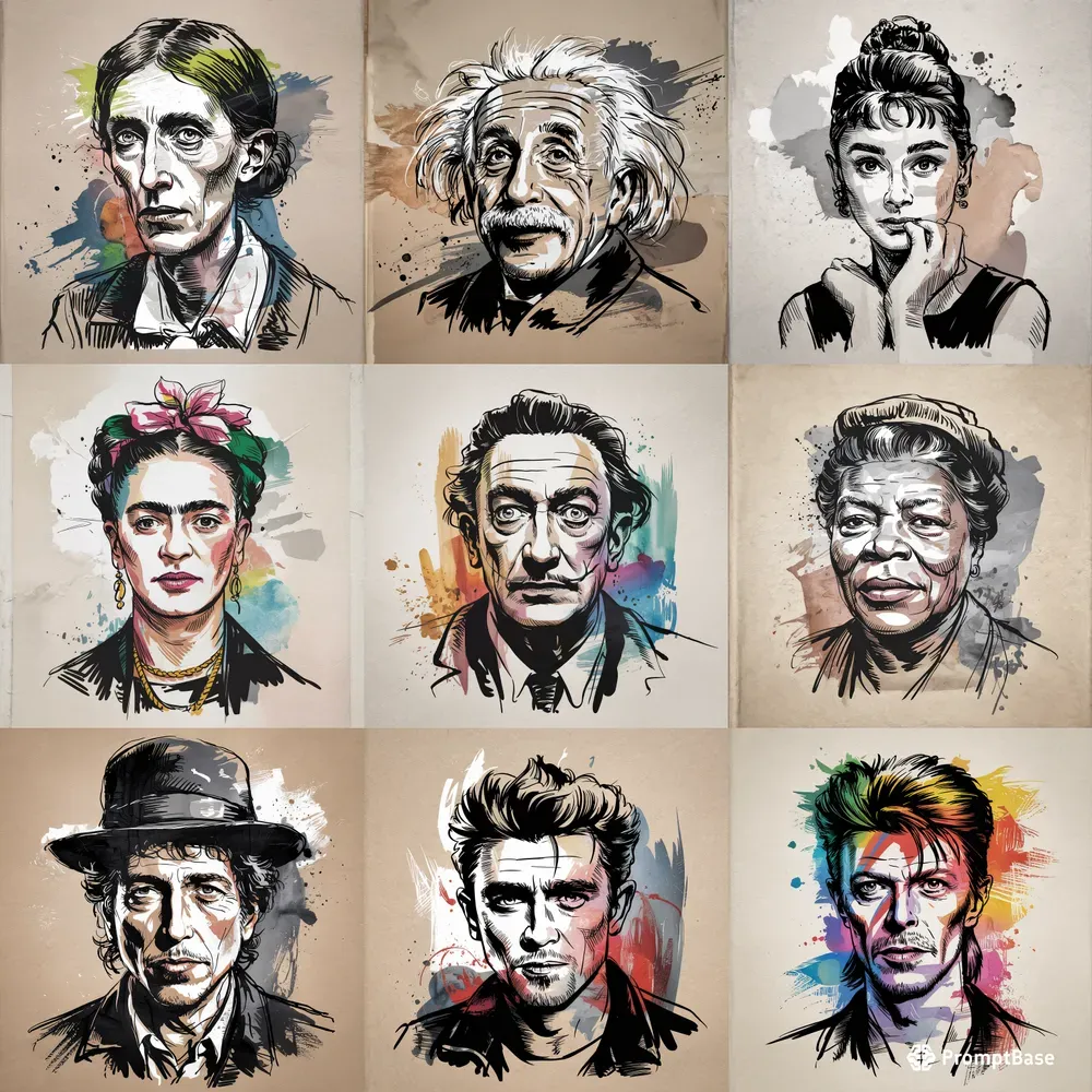 Expressive Handdrawn Portrait Posters