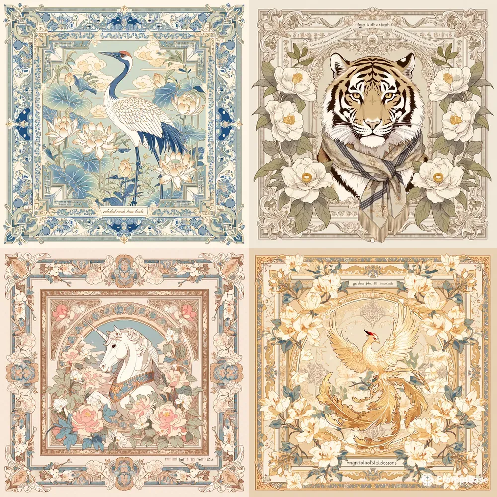 Luxury Heritage Scarf Illustrations