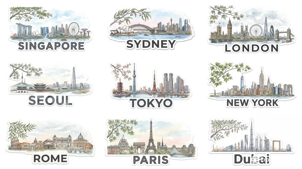 City Skyline Stickers