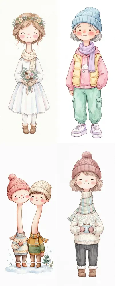 Chibi Long Neck Watercolors