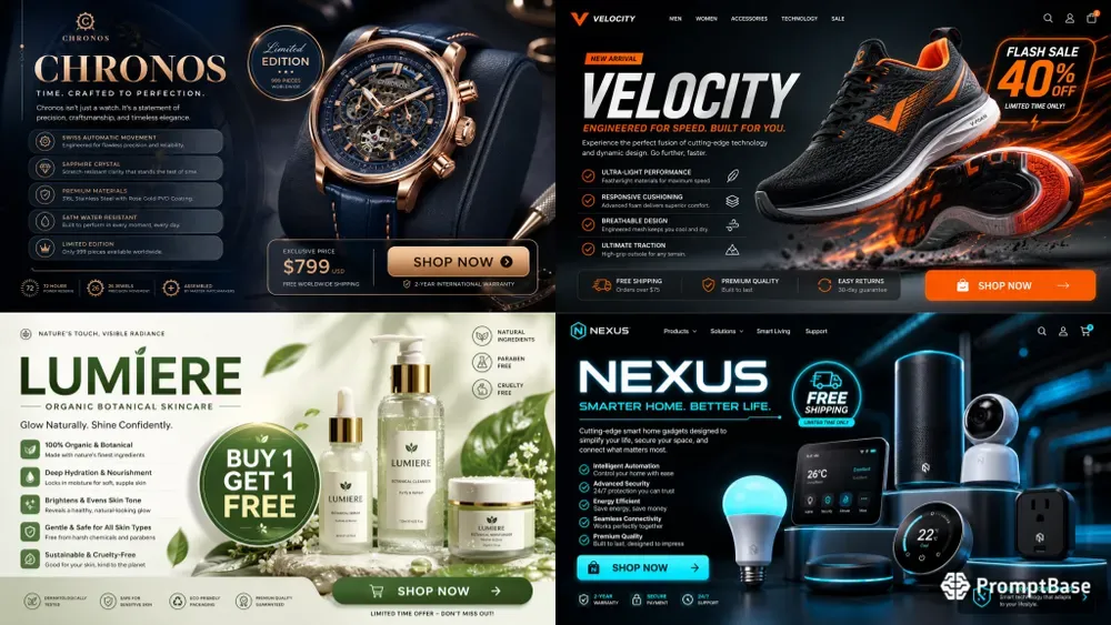 Modern Ecommerce Web Landing Page UIs