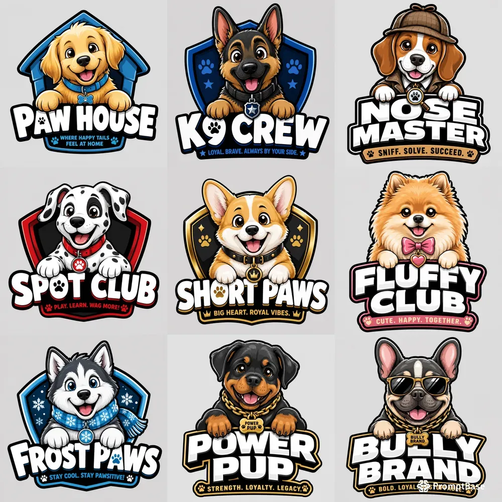 Cute Cartoon Dog Mascot Logo Bundles