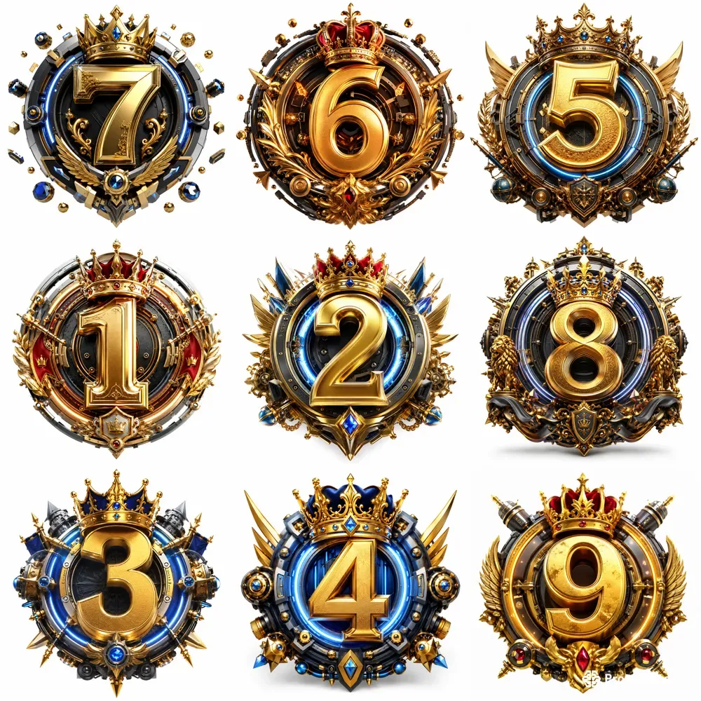 Royal Crown Number Emblems