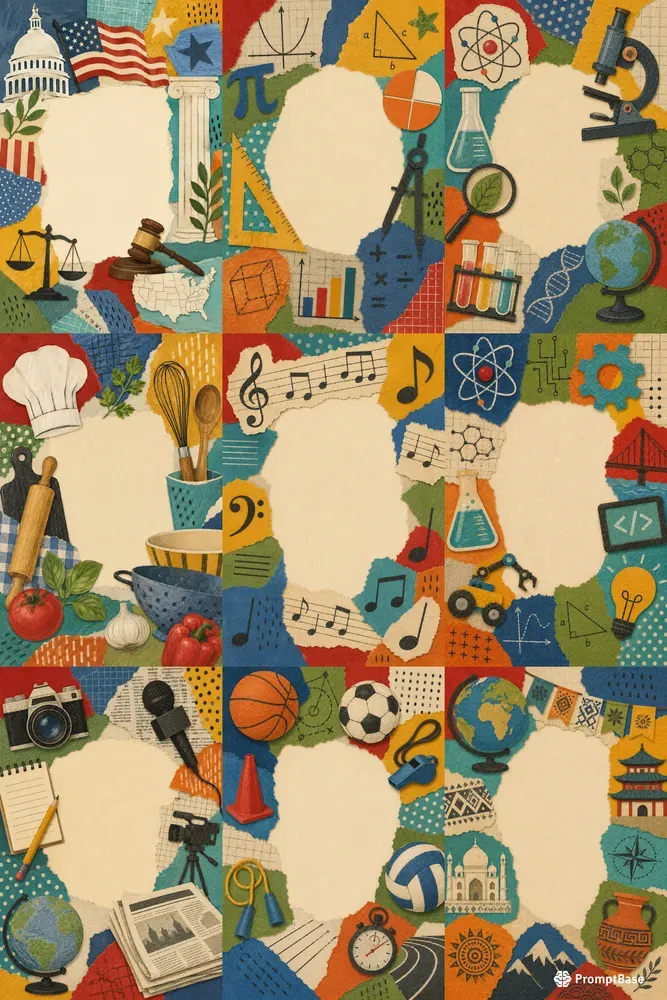 School Subject Educational Collages