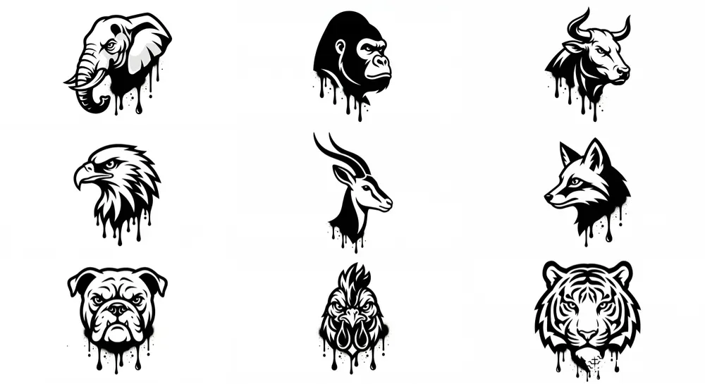 Graffiti Style Animal Face Logos