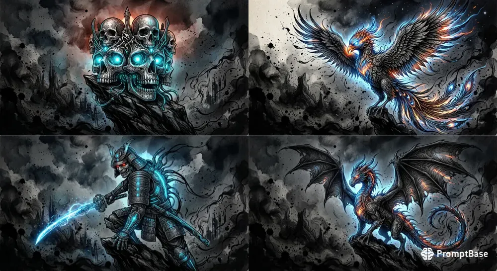 Luminous Dark Fantasy Ink Art