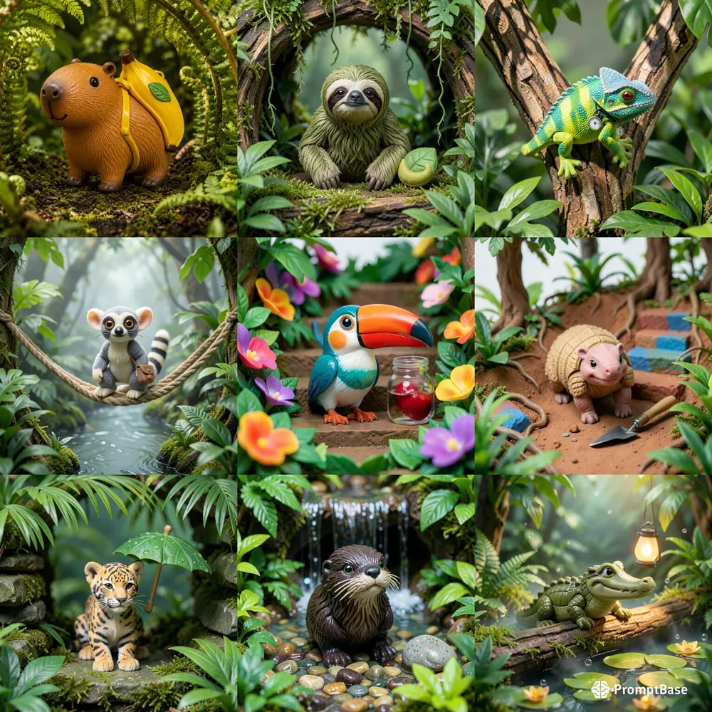 Macro Toy Jungle Scenes