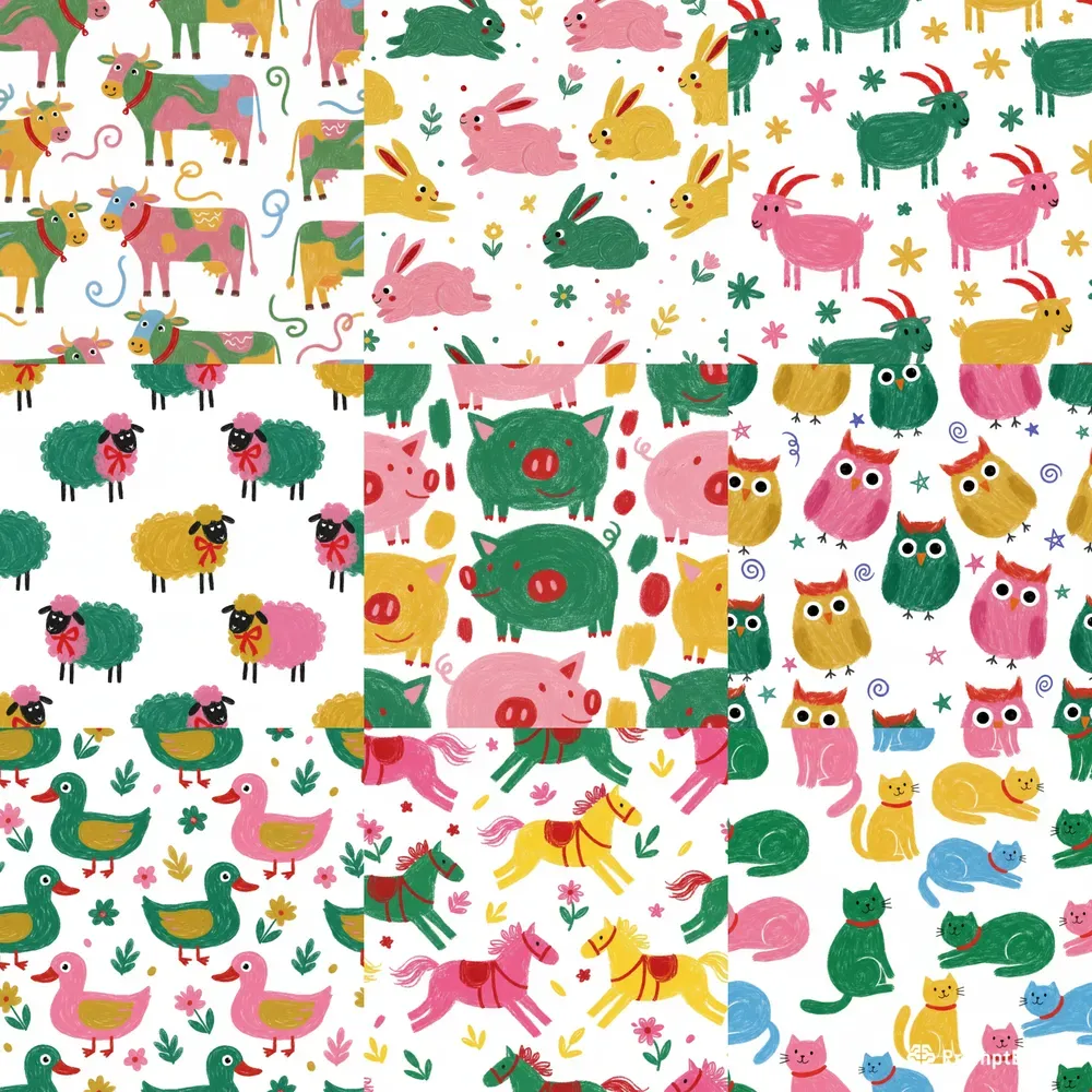 Naive Oil Pastel Pattern Art