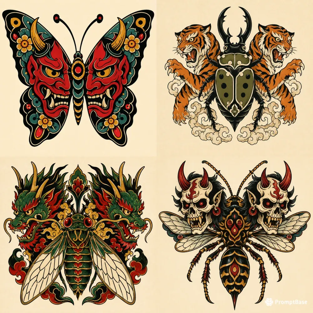 Symmetrical Traditional Tattoo Designs