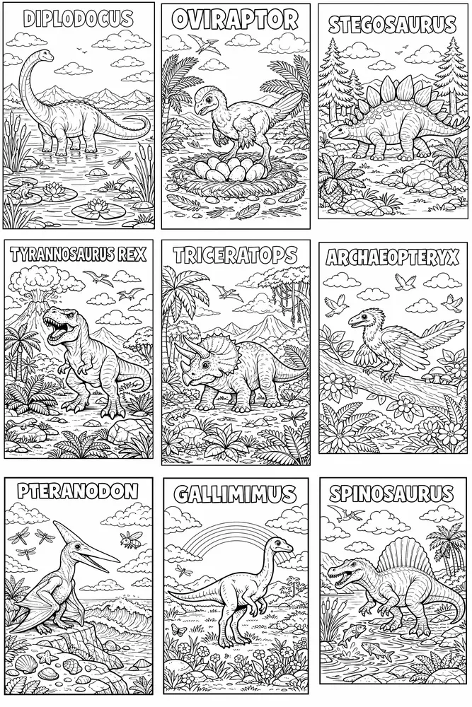 Dinosaur Coloring Book Pages