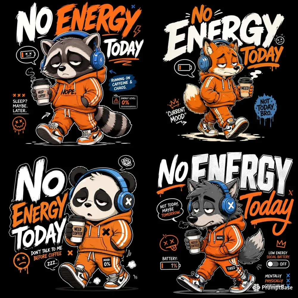 No Energy Today Mascot Tshirts